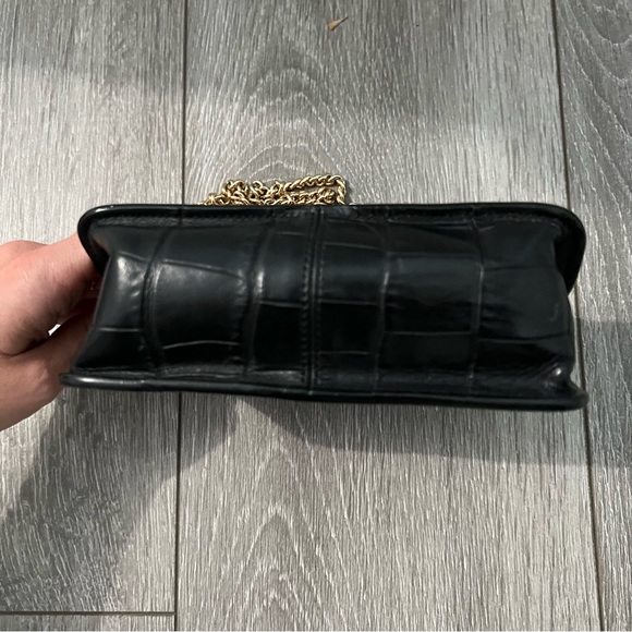 COACH Chain Embossed Black Crocodile Leather Bag - Picture 13 of 14